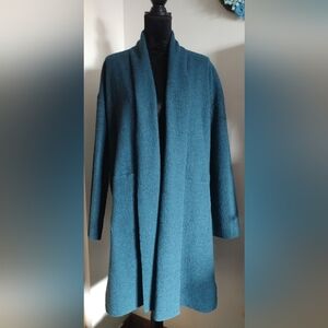 NWT Eileen Fisher Alpine High Collar Coat Women's Lightweight Boiled Wool